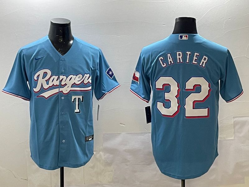 Men Texas Rangers #32 Carter Light Blue Game 2025 Nike MLB Jersey style 1->texas rangers->MLB Jersey